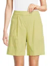 Theory Women's Pleated Front Linen Blend Shorts In Key Lime
