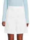 Theory Women's Pleated Front Linen Blend Shorts In White
