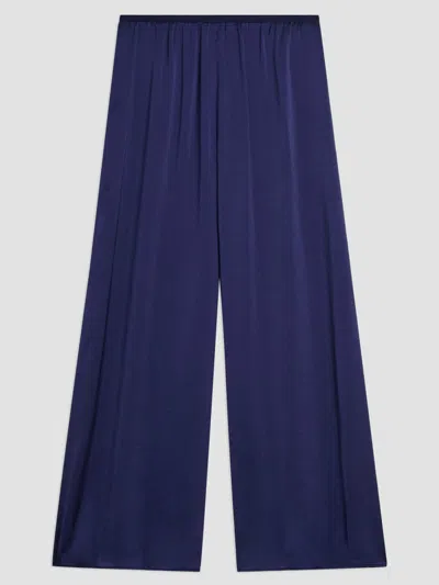 Theory Women's Pleated Satin Wide-leg Pants In Blue