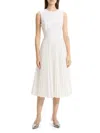 Theory Pleated-skirt Sleeveless Midi Dress In White