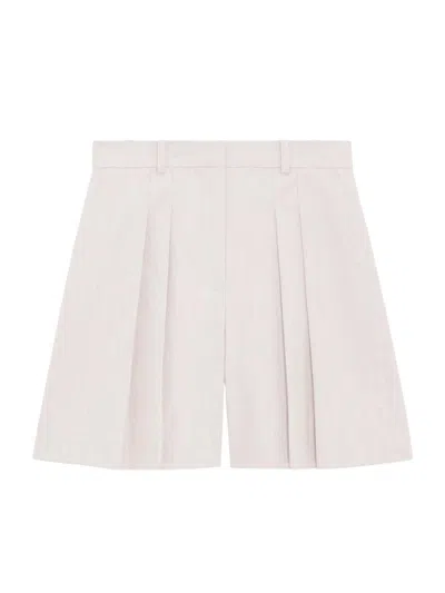Theory Women's Pleated Stretch Cotton & Linen-blend Shorts In White