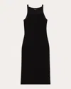 Theory Pointelle Sleeveless Square-neck Midi Dress In Black