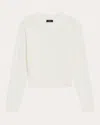 Theory Mini Pointelle Stitch Long-sleeve Pullover Top In White
