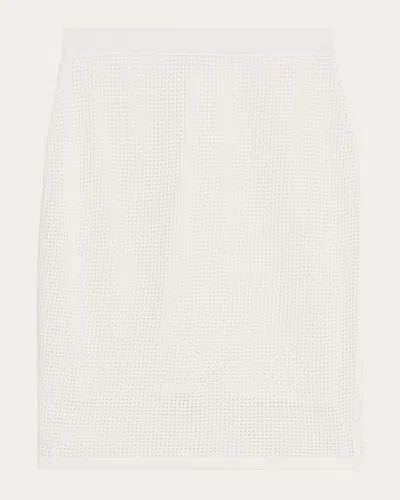 Theory Women's Compact Crepe Pointelle Knit Skirt In White