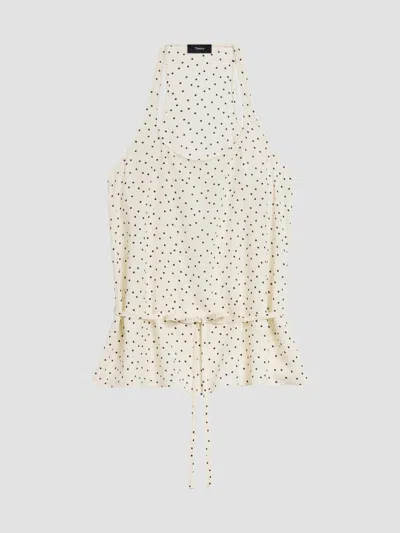 Theory Women's Polka Dot Tie-waist Top In Multi