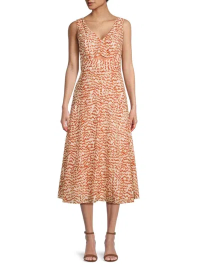 Theory Women's Printed Cut Out Midi Dress In Red Multi