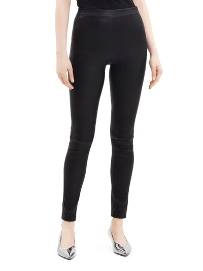 Theory Women's Pull-on Leather Leggings In Black