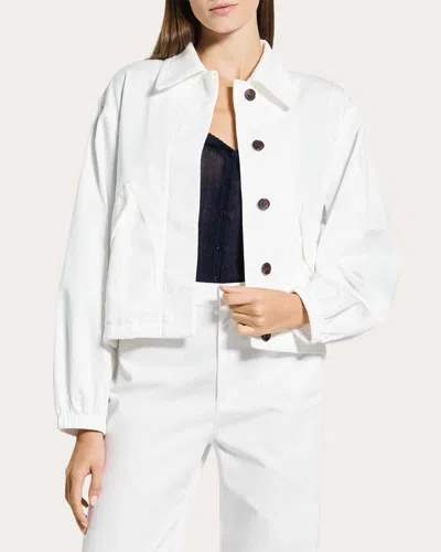 Theory Women's Relaxed Cotton Flyer Blouson Jacket In White