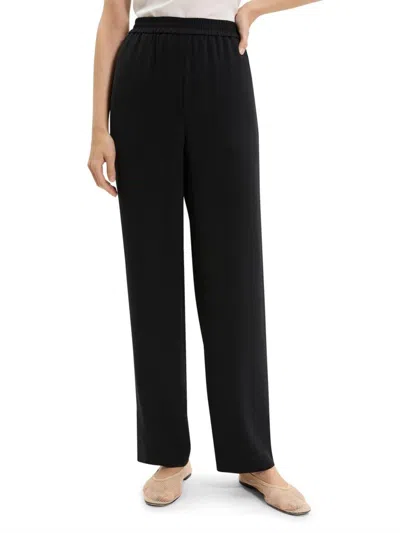 Theory Relaxed Straight Satin Pant In Black