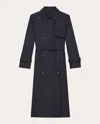 Theory Double-breasted Wool-blend Trench Coat In Blue