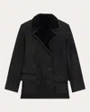 Theory Shearling Peacoat Blazer In Black
