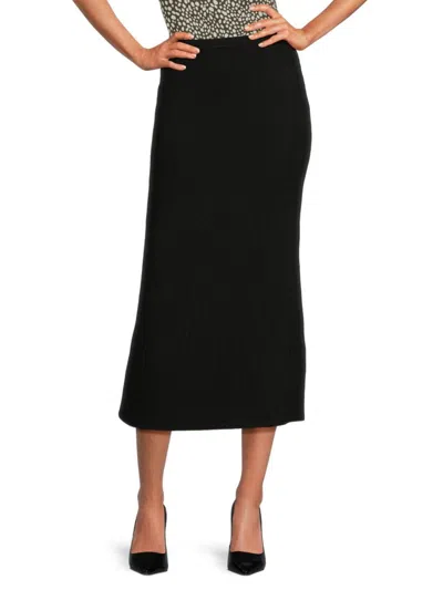 Theory Women's Ribbed Knit Midi Skirt In Black