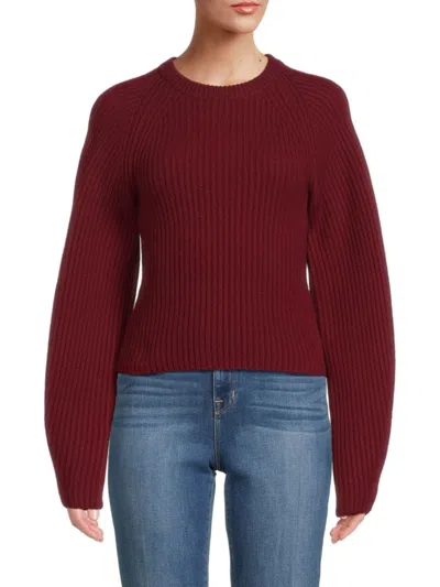 Theory Women's Ribbed Merino Wool Blend Sweater In Deep Mulberry