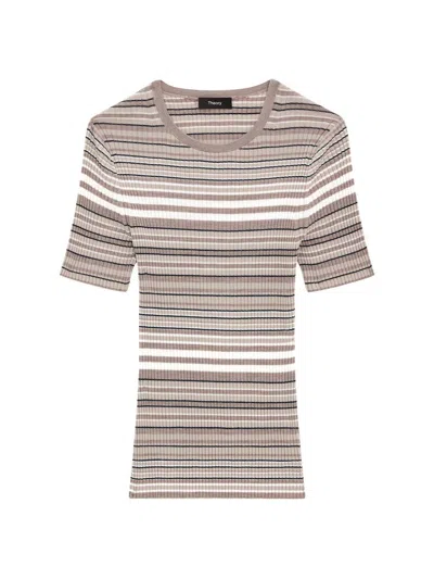 Theory Women's Rib-knit Stripe Wool T-shirt