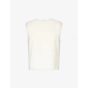 Theory Womens Rice Round-neck Sleeveless Crepe Top In Rice