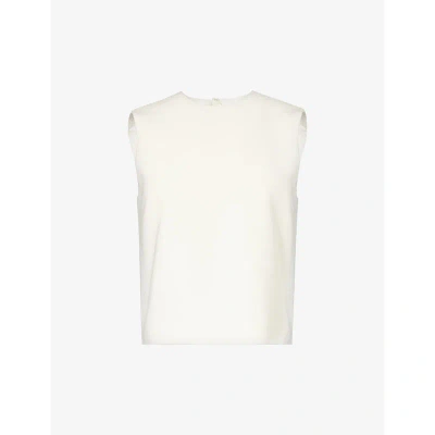 Theory Womens Rice Round-neck Sleeveless Crepe Top In Ivory