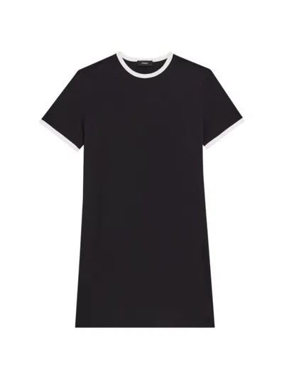 Theory Apex Ringer Organic Cotton Mini T-shirt Dress In Black White