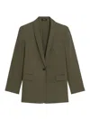 Theory Rolled-sleeve Shawl Collar One-button Jacket In Dark Olive