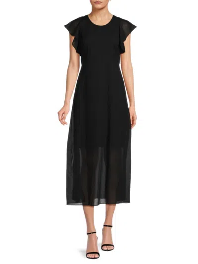 Theory Women's Roundneck Midi Dress In Black