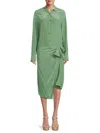 Theory Sarong Wrap-skirt Knee-length Shirtdress In Leaf