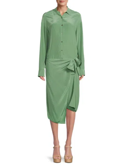 Theory Women's Sarong Midi Shirt Dress In Leaf