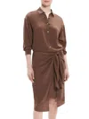 Theory Sarong Draped Shirtdress In Pecan