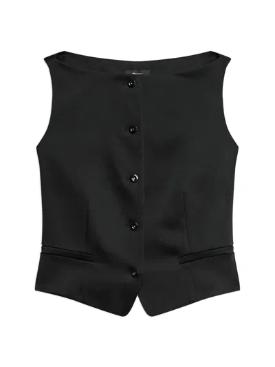 Theory Women's Satin Boatneck Vest In Black