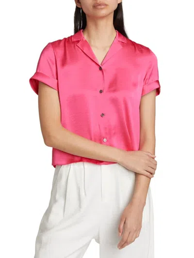 THEORY WOMEN'S SATIN CAMP SHORT-SLEEVE SHIRT