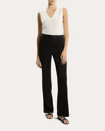 Theory Women's Satin Slim Straight-leg Pants In Black