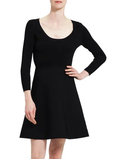 Theory Women's Scoopneck Flared Minidress In Black