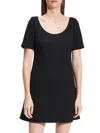 Theory Scuba Scoop Neck A Line Mini Dress In Black