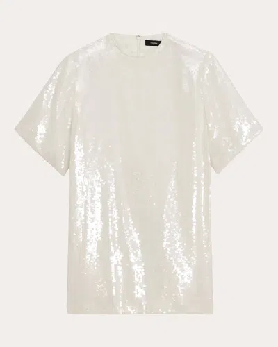 Theory Women's Sequin Oversized T-shirt Dress In White