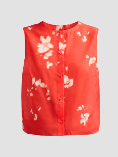 Theory Women's Shadow Floral Sleeveless Shirt In Multi