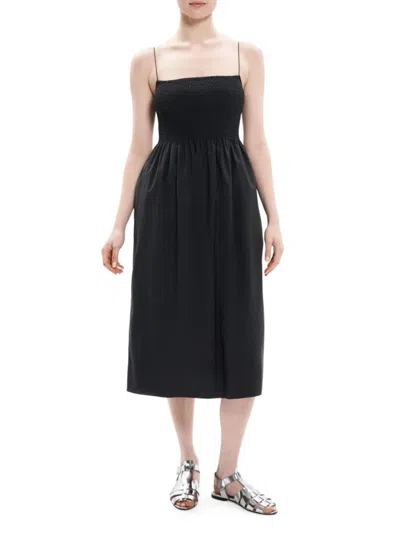Theory Women's Shirred Midi Dress In Black