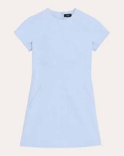 Theory Women's Short-sleeve Mini Dress In Blue