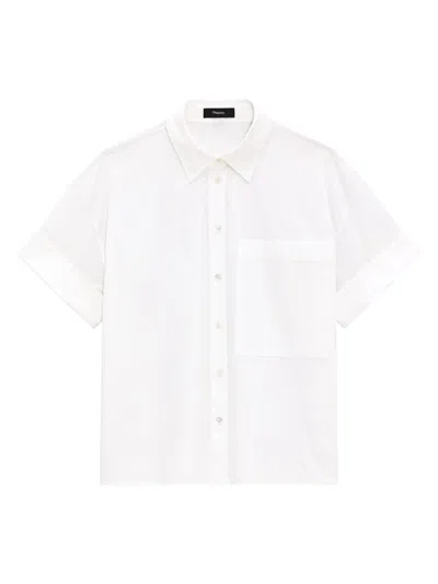 Theory Women's Short-sleeve Boxy Shirt In White