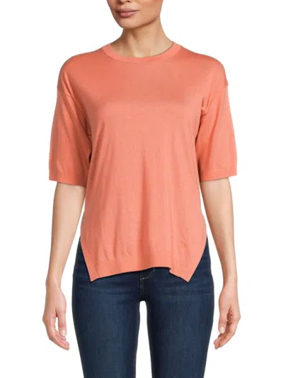 Theory Women's Side Slit Solid Knit Top In Guava