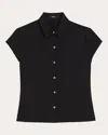 Theory Cap-sleeve Modern Silk Georgette Blouse In Black