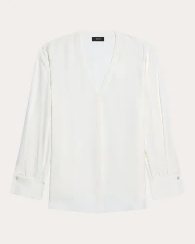 Theory Women's Silk Georgette Blouson-sleeve Blouse In Multi