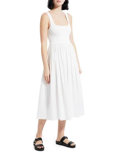 Theory Women's Sleeveless Fit & Flare Midi Dress In White