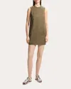 Theory Crewneck Sleeveless Stretch Cotton Minidress In Green