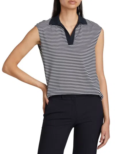 Theory Women's Sleeveless Strip Polo T-shirt In Multi