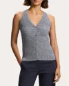 Theory Women's Slim-cut Rib-knit Cotton-blend Top In Nocturne Navy/white