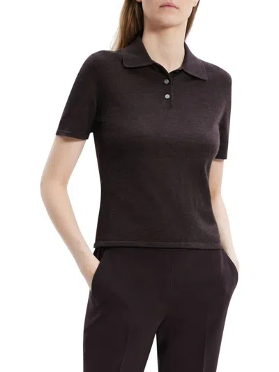 Theory Women's Slim Wool Polo Shirt In Black