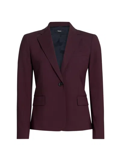 Theory Women's Slim-fit Wool Single-breasted Jacket In Purple