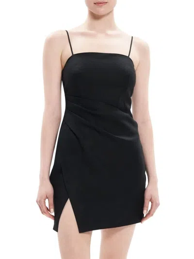 Theory Women's Slit Linen Mini Dress In Black