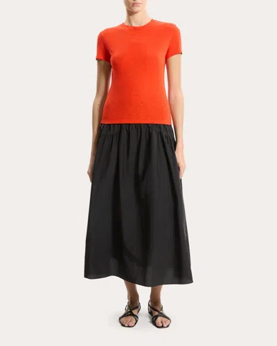 Theory Women's Slub Cotton Tiny Crewneck T-shirt In Orange