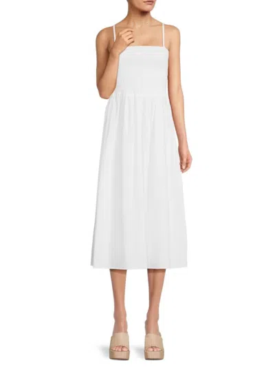 Theory Women's Smocked Midi Fit & Flare Dress In White