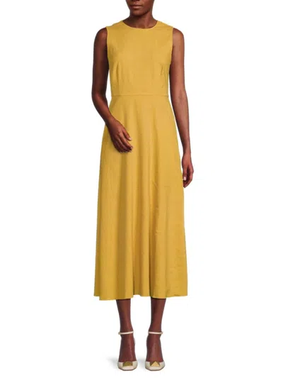 Theory Women's Solid Linen Blend Midi Dress In Marigold