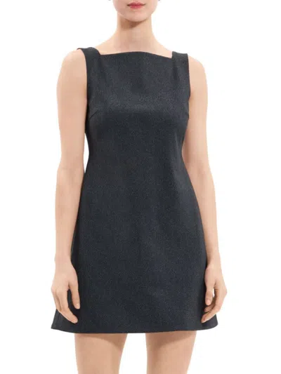 Theory Women's Squareneck Mini Dress In Charcoal